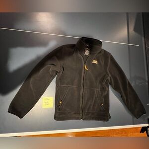 LLBean Black Fleece Jacket with Orange Accent Size small regular length